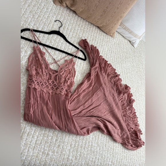 Free People Adella Maxi Slip Rose Pink Lace Dress - Picture 10 of 16